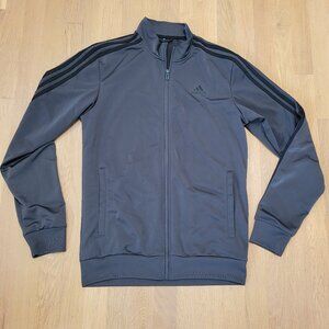 Adidas Track Jacket Men Small Full Zip Charcoal Gray Long Sleeve Logo